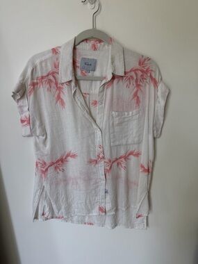 RAILS Blush Whitney Button Down Sleeveless Shirt in Coral Print